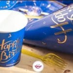 لیوان کاغذی آبی طلا کوب