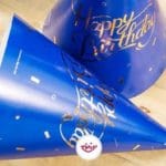 کلاه تولد آبی طلا کوب