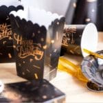 ظرف پاپ کورن مشکی طلا کوب