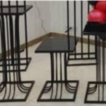 میزهای طرح ستونی رنگ کوره ای با سطح مقطع مربع