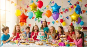 جشن تولد کودکانه با دکور رنگی و بادکنکآرایی