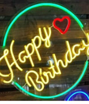 نئون پلکسی دایره ای Happy Birthday